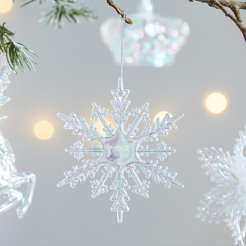 Christmas Decoration Acrylic Snowflake Deer Bell Ornament Creative Christmas Tree Window Colorful Hanging Decor — image 5