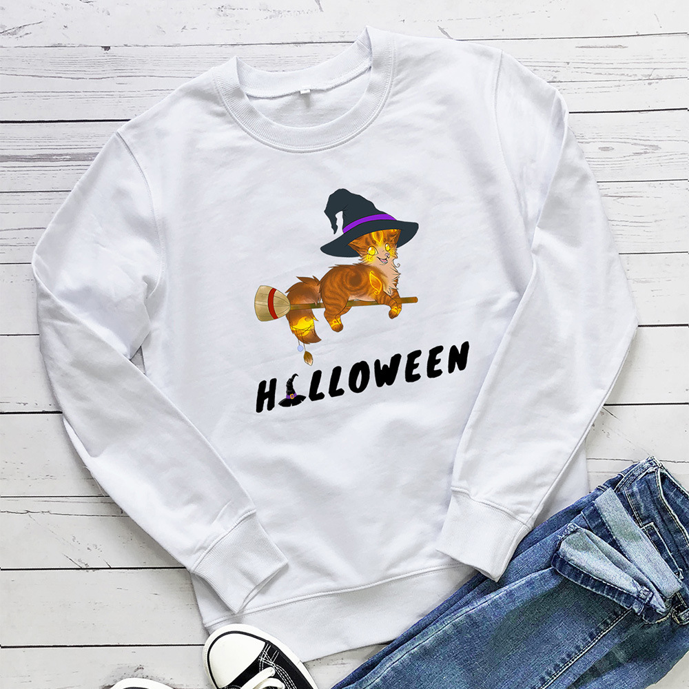 Halloween letter cat print pattern hoodie — image 4