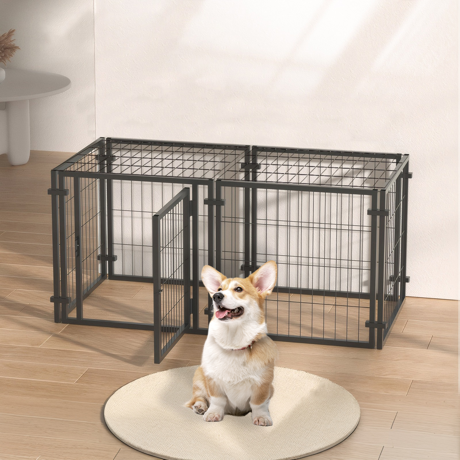 Jaula de 47.2" para perros pequeños, medianos y grandes, corral para cachorros para uso en patio, interior y exterior, jaula para mascotas (47.2"L x 23.6"An x 23.6"Al) — imagen 9