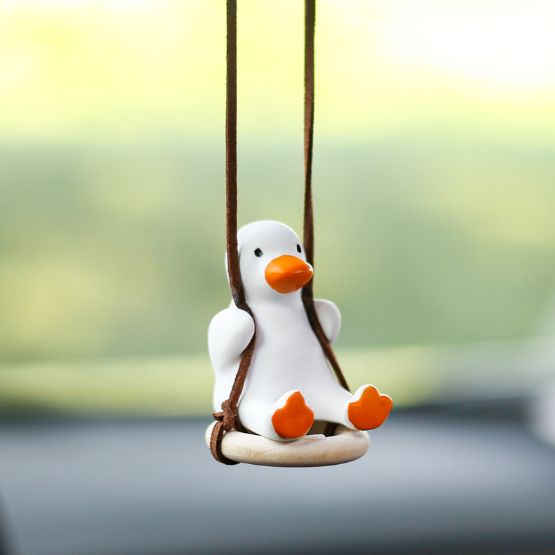 Pendiente de ganso en forma de pato para coche con cadenita automotriz accesorio interior decorativo para mujer — imagen 3