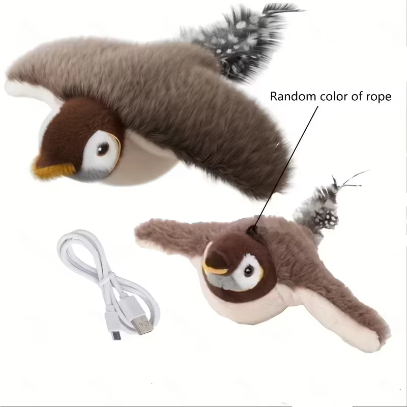 Juguete Interactivo para Pájaros Domésticos con Alas que Se Mueven y Grito de Pájaro USB-Rechargeable con Catnip para Interior — imagen 3