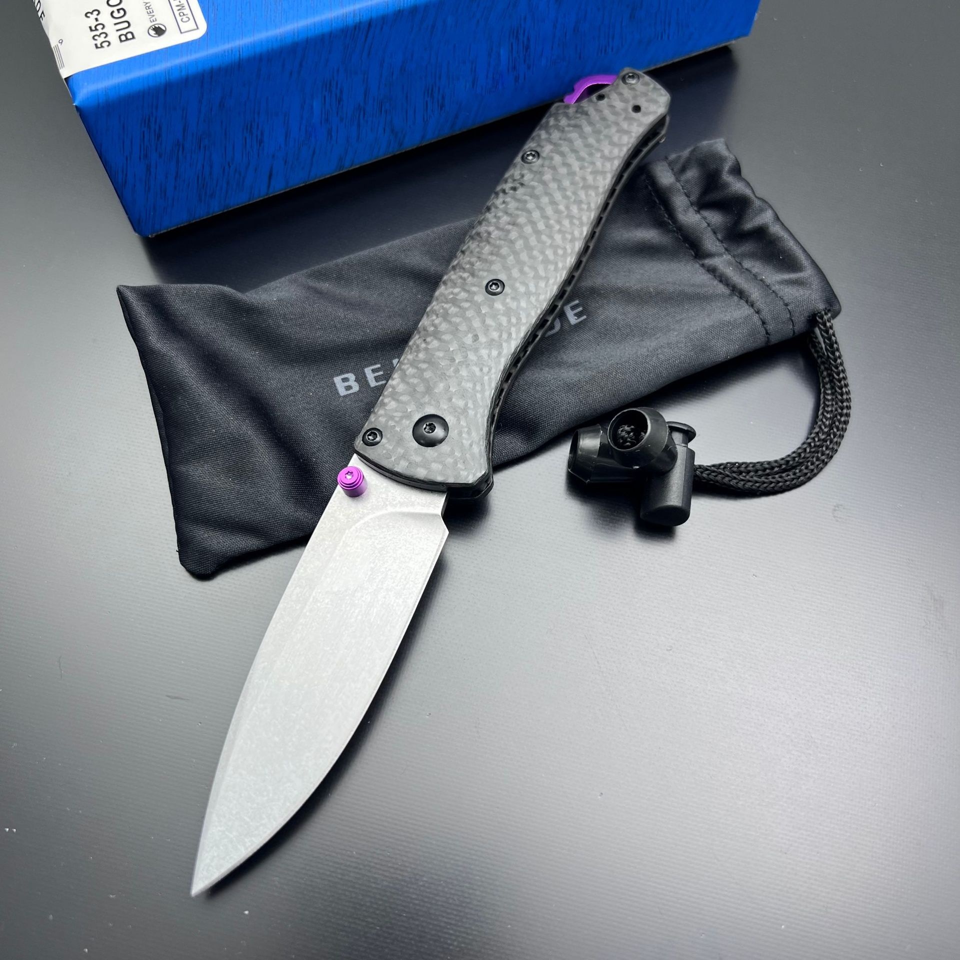 Cuchillo de plegado Butterfly 535533 con mango de fibra de carbono de alta gama para supervivencia al aire libre, utilidad portátil y pesca — imagen 8