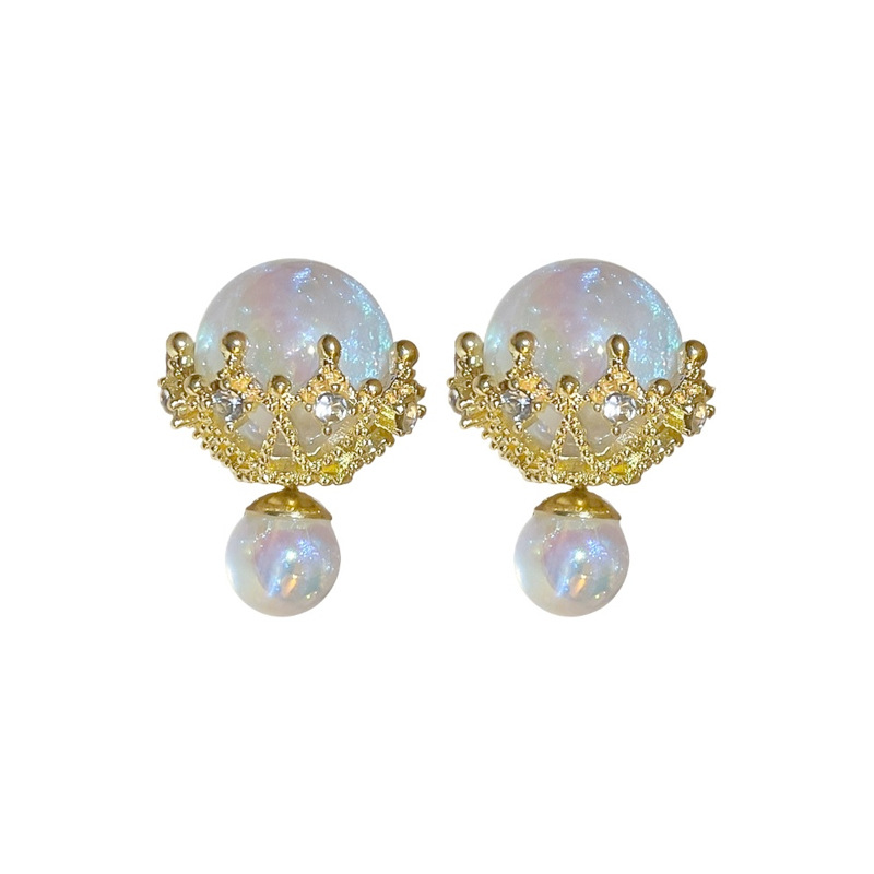 Mermaid Princess Pearl Double Sided Earrings Fashionable Light Luxury Style Earrings Temperament Versatile Shu Earrings — image 4