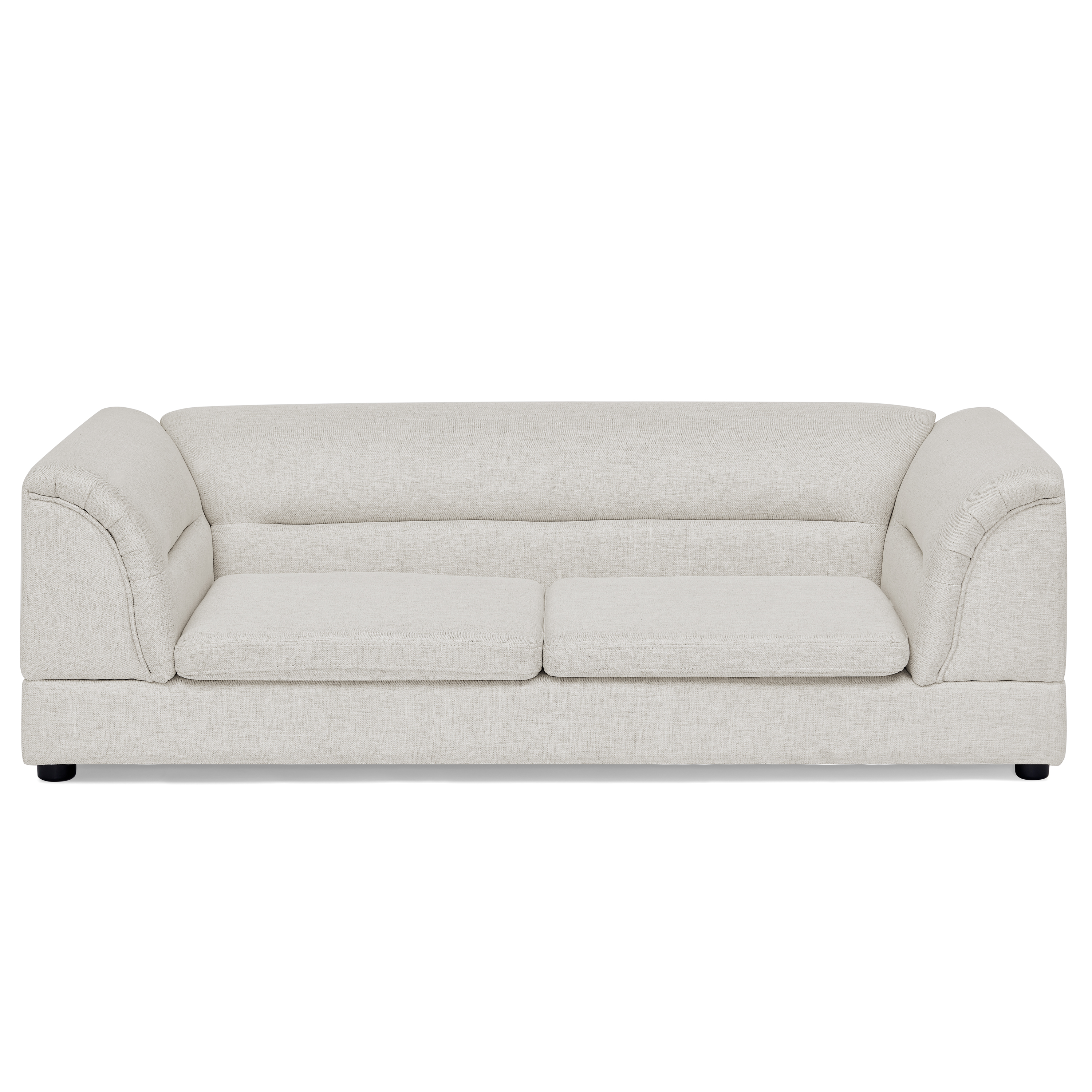 Silla de Comodidad para Mascotas Grande, Sofá Rectangular con Brazo Curvo en Tela de Lino para Perros Grandes - Beige — imagen 9
