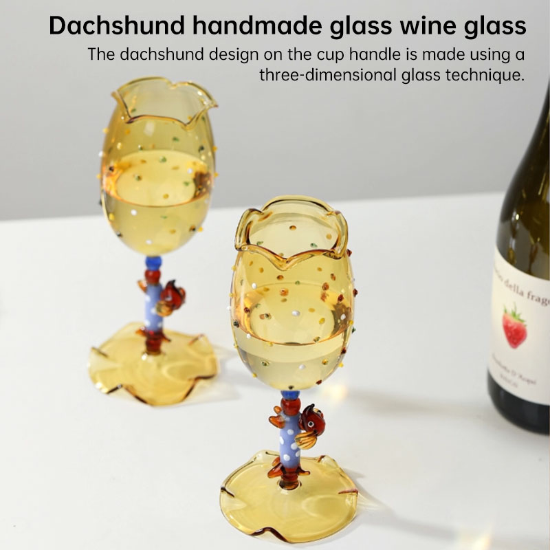 Handcrafted Dachshund Wine Glass – Cute Jelly Bean Dog Goblet, Heat-Resistant Colored Glass for Wine & Champagne — image 7