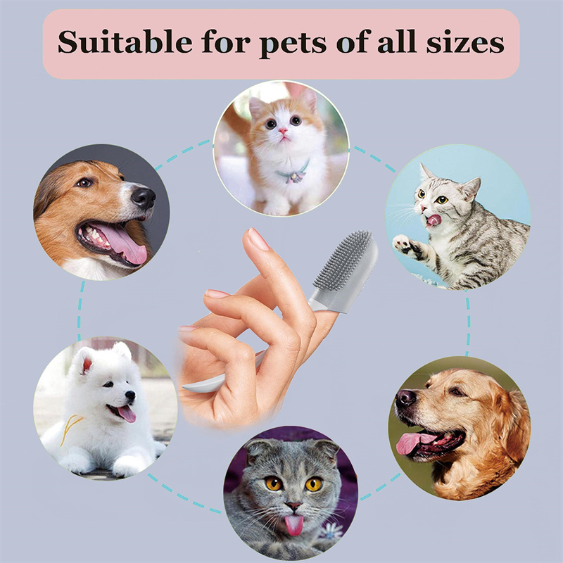 Limpia oral para perros y gatos con mango de dedo - Cepillo dental suave para mascotas — imagen 4