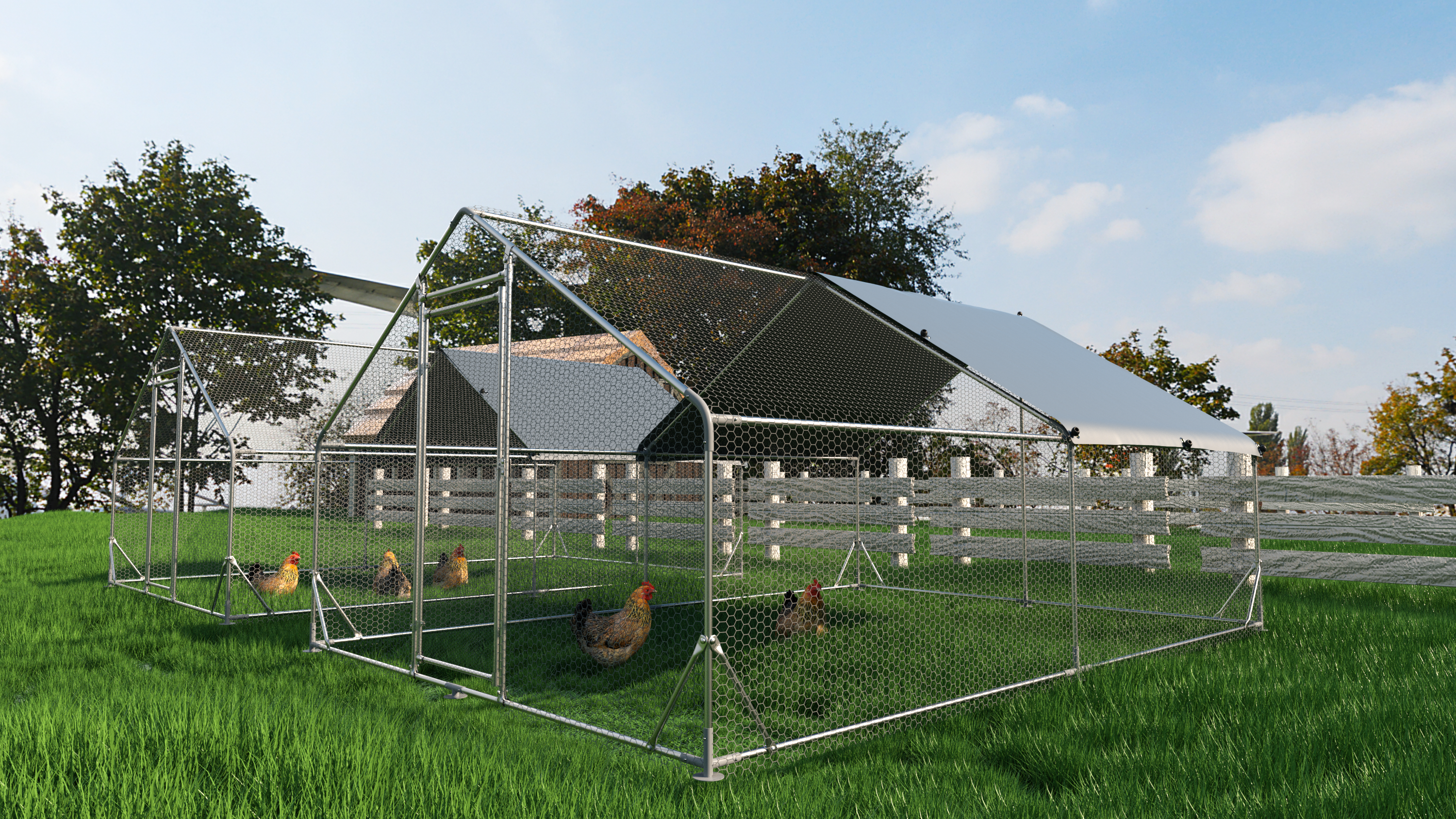 Large Metal Chicken Coop Walk-in Poultry Cage Hen Run House Rabbits Habitat Cage Spire Shaped Coop With Waterproof And Anti-Ultraviolet Cover 13.1L X 9.8 W X 6.4H — image 2