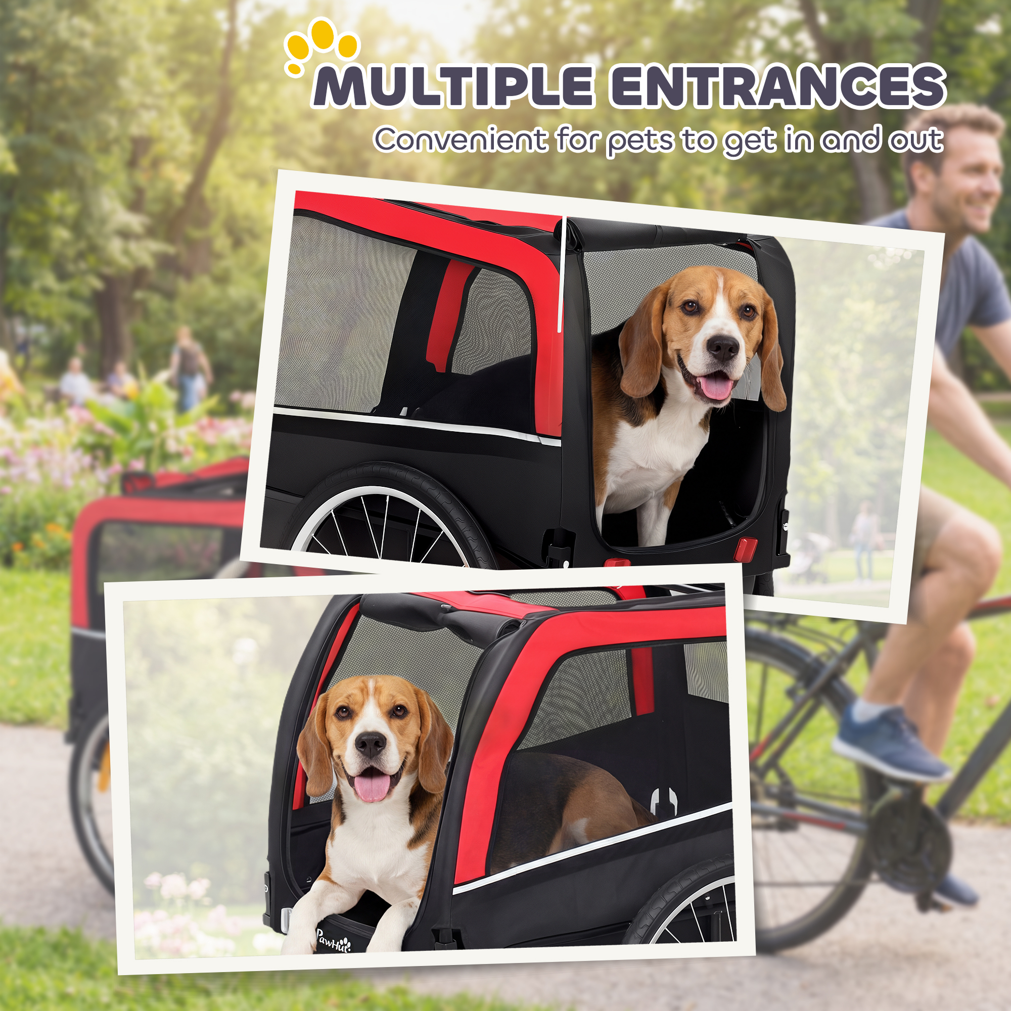 Remolque para Perros de Bicicleta, Transportador de Mascotas con Llantas de Aire de 20", Ruedas Fáciles de Soltar, Reflejos y Bandera — imagen 5
