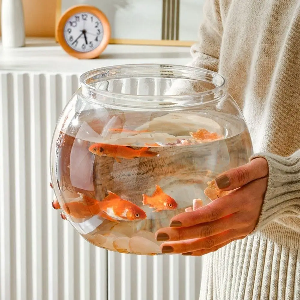 New Transparent Fish Tank Round Unbreakable Aquarium Plastic Lightweight Small Fish Bowl Home Decor — image 1