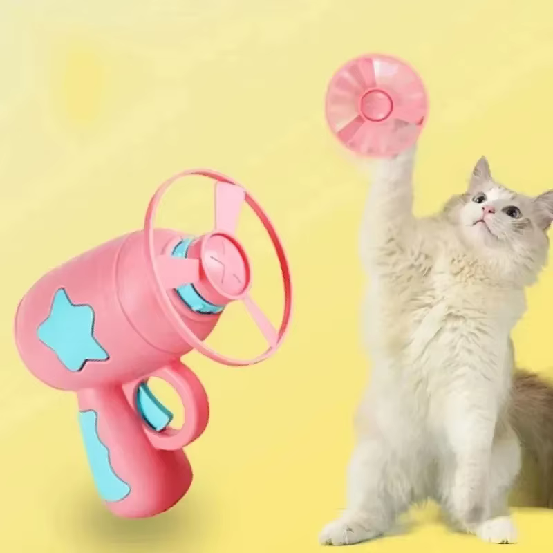 Funny Cat Toy Interactive Launch Pet Training Toy For Kitten Mini Flying Disc Shooting Gun Chasing Games Cat Toys Pet Supplies — image 3