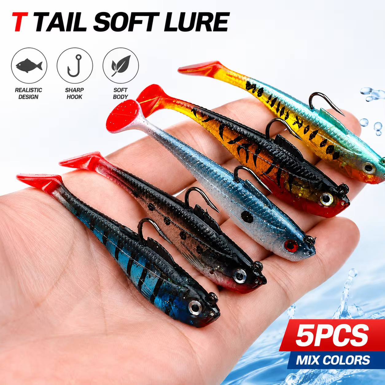 3Pcs Fishing Lure Jig Hook Silicone Soft Bait Set Swimbait 3.6g 9.5g 24.6g Artificial Rubber Baits for Pike Bass — imagen 3