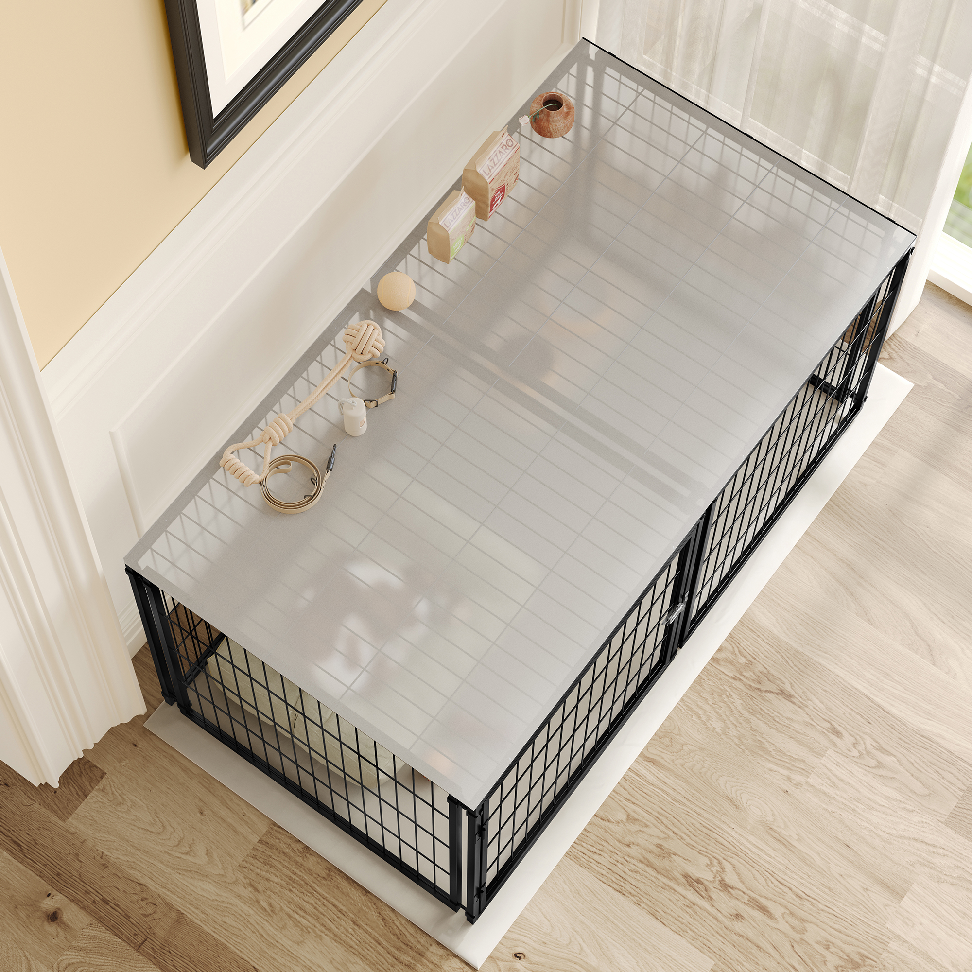 Caja para Perros Grande 48" Cárcel de Perro para Canes Medianos Jaula para Puppies con Techo, Cárcel para Mascotas, Interior, Negro. 48" L x 26.3" A x 23.8" H — imagen 4