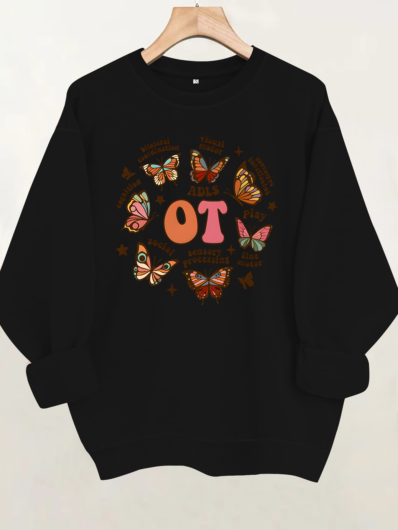 Butterfly print round neck fleece hoodie — image 10
