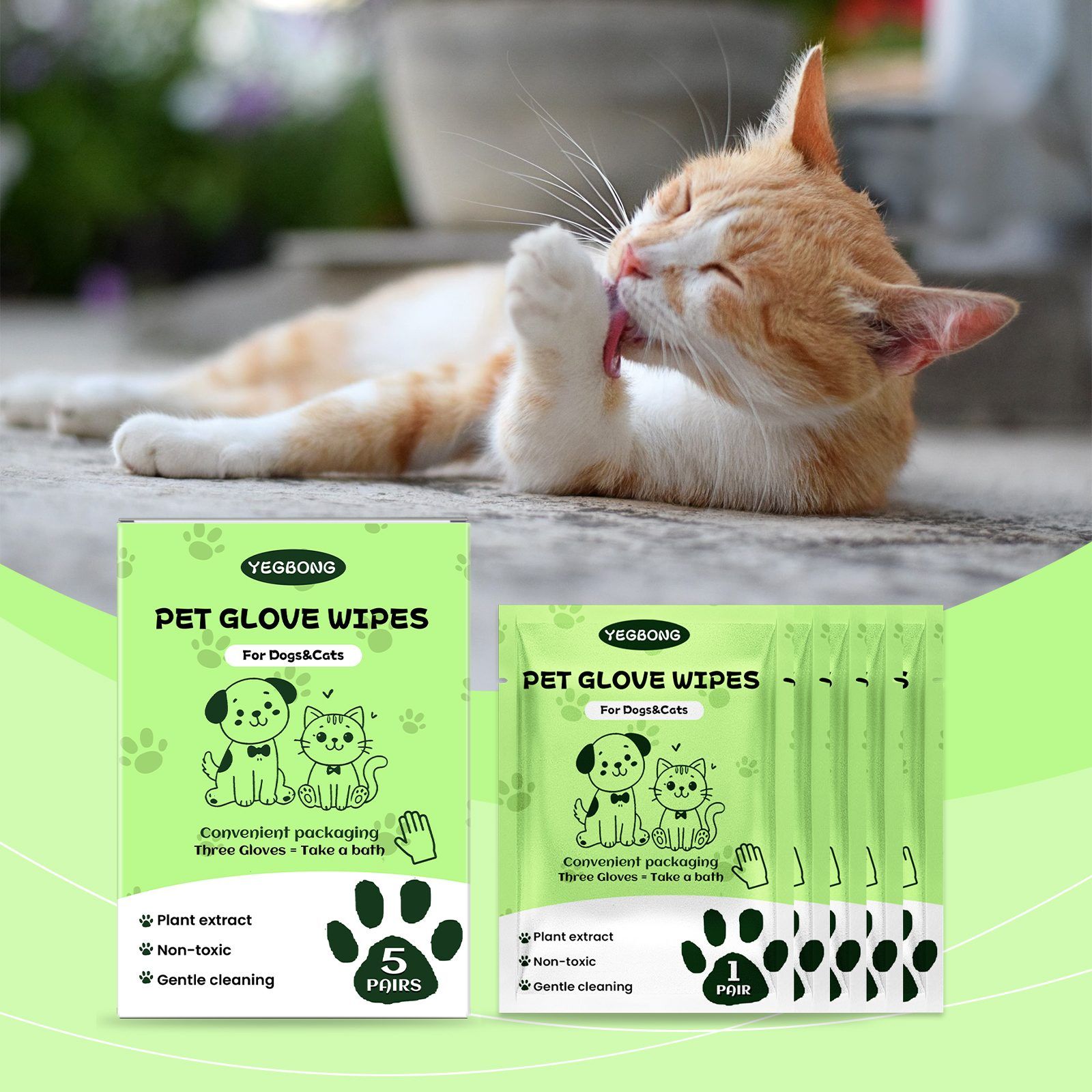 YEGBONG Disposable Pet Glove Wipes, 5 Pieces — image 8