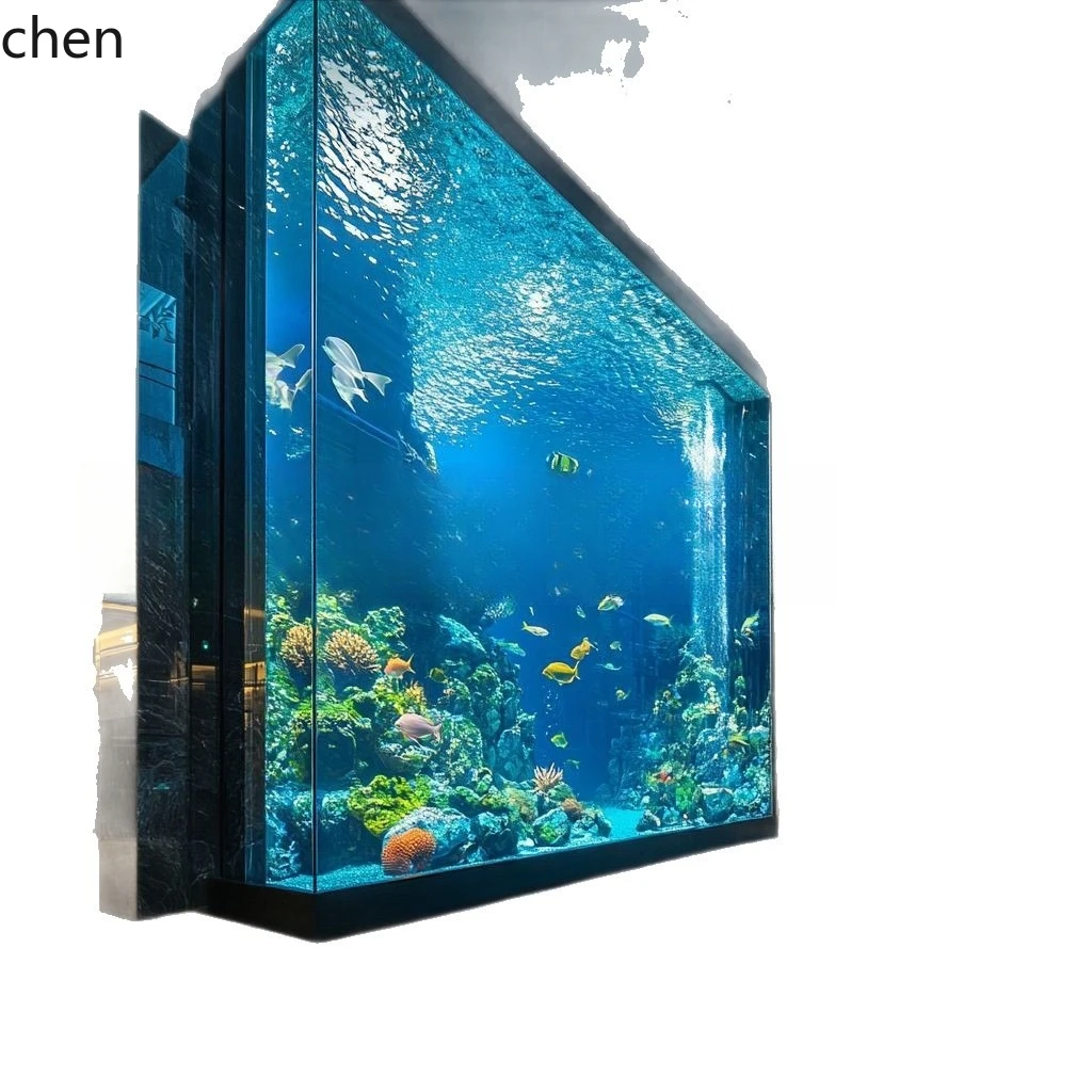 Tanque de Acuario Gigante Villa Hotel Orgánico Vidrio Grande para Peces Decorativos — imagen 5