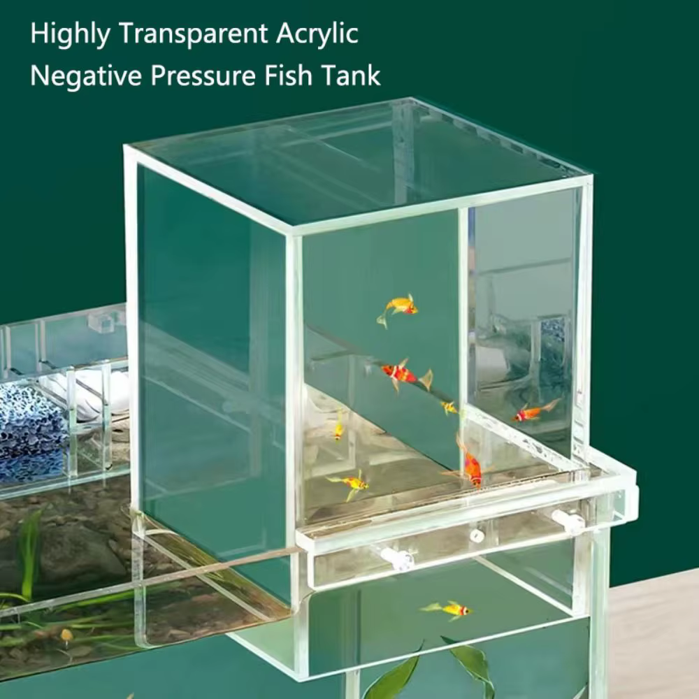 Landscaping Negative Pressure Fish Tank Unique Eye-catching Acrylic Suspended Fish Tank Easy to Install — image 3