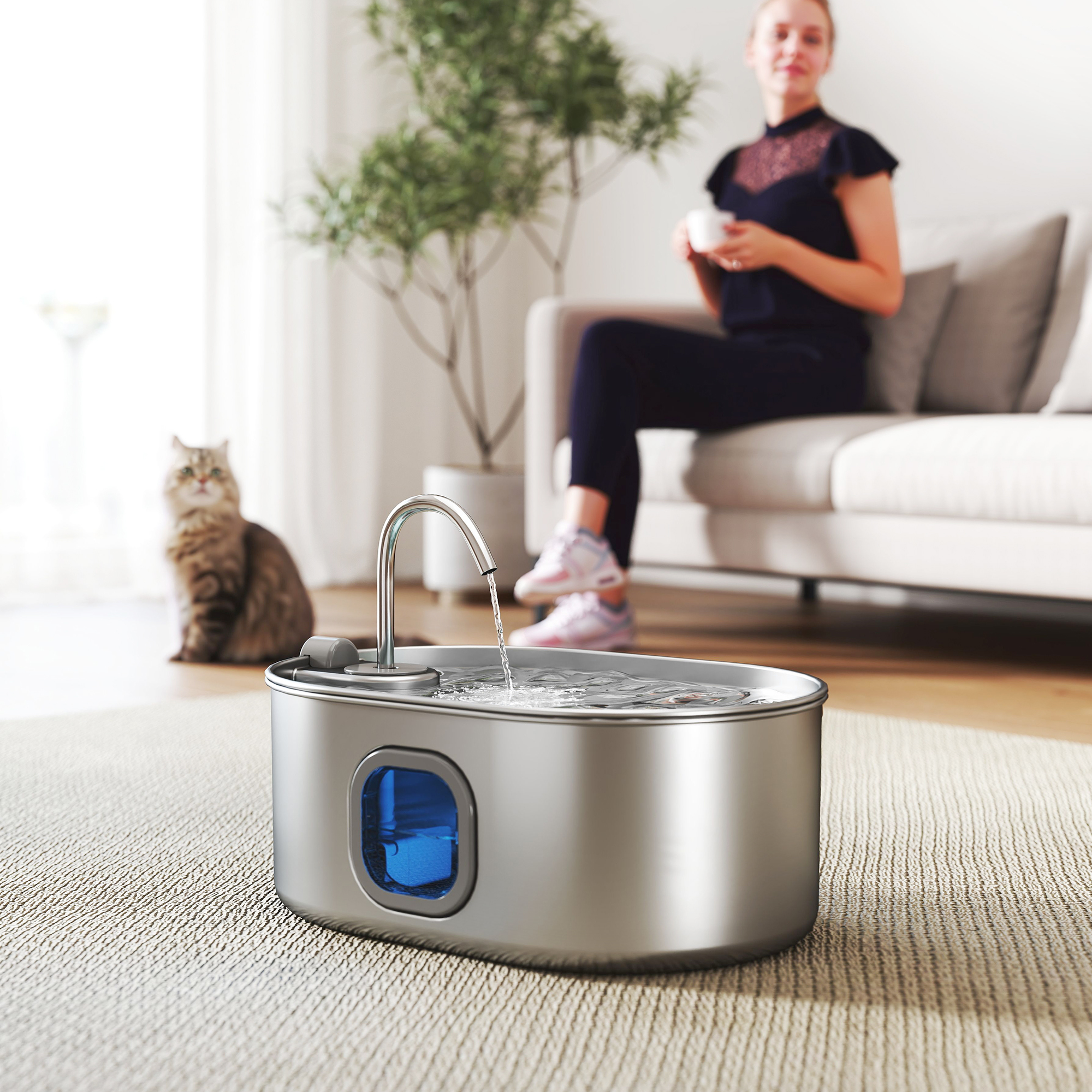 Fuente de Agua para Gatos de Acero Inoxidable de 7L con Filtros, Bomba Ultra Silenciosa, para Gatos, Perros y Hogares con Múltiples Mascotas — imagen 2
