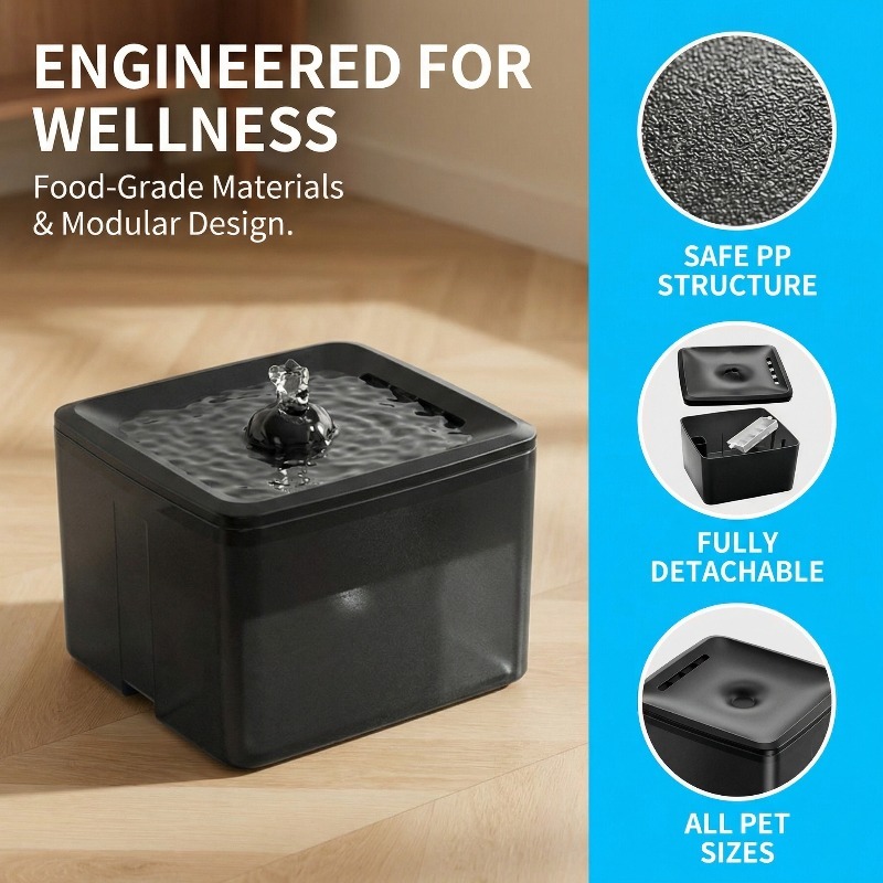 Fuentes de Agua Silenciosas para Mascotas Ultra-Resistentes, 3.800ml Capacidad Grande, Conexión USB Limpieza Fácil Para Gatos y Perros Pequeños — imagen 1