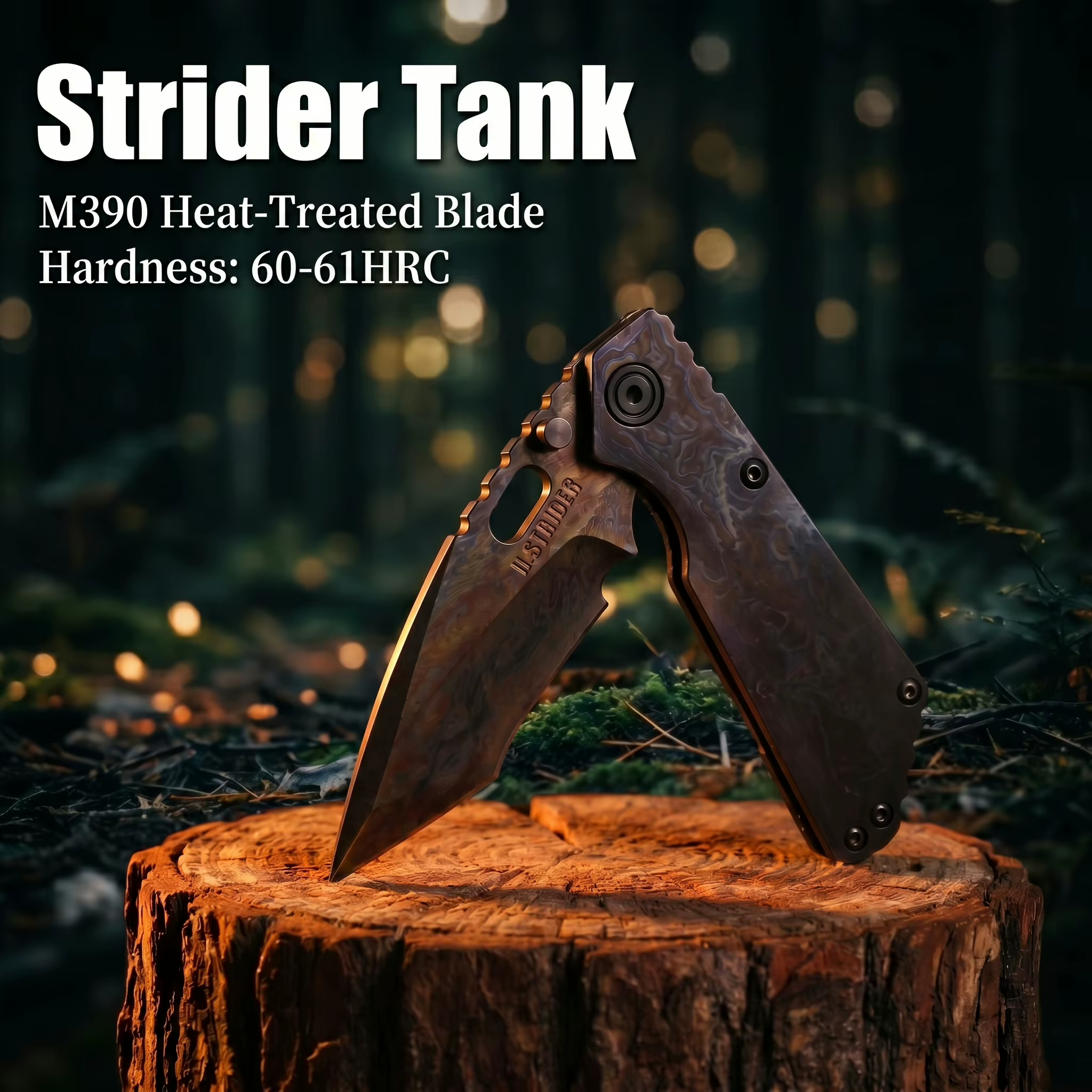 Strider Tank M390 Heat-Treated Folding Knife 61-62HRC High Hardness Outdoor Camping Survival Tool EDC Pocket Knife for Hikin — image 2