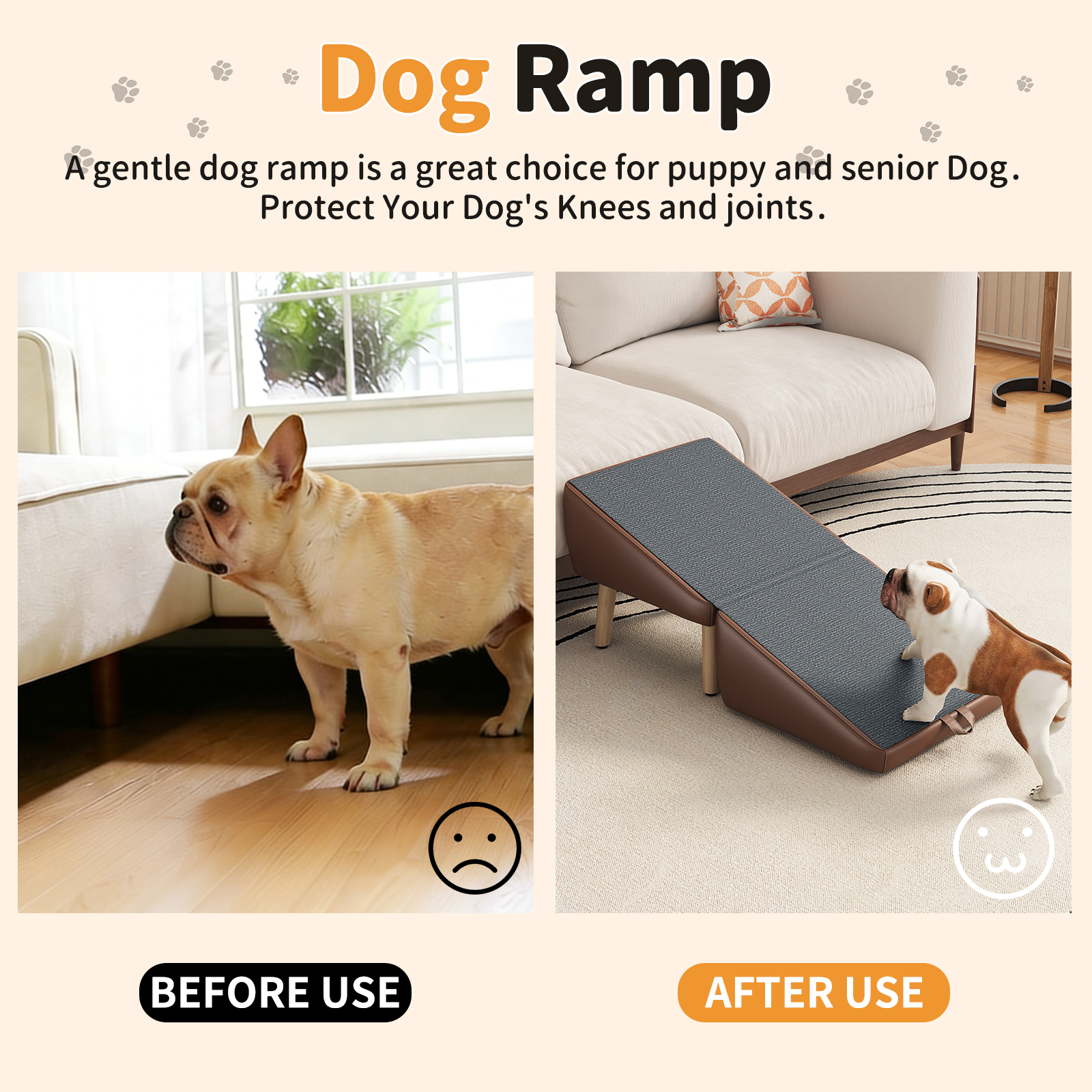 Escaleras para Perros Compactas 2 en 1 de Madera para Canes y Camas, Rampita para Mascotas con Diseño de Sofá (MARRÓN) — imagen 19