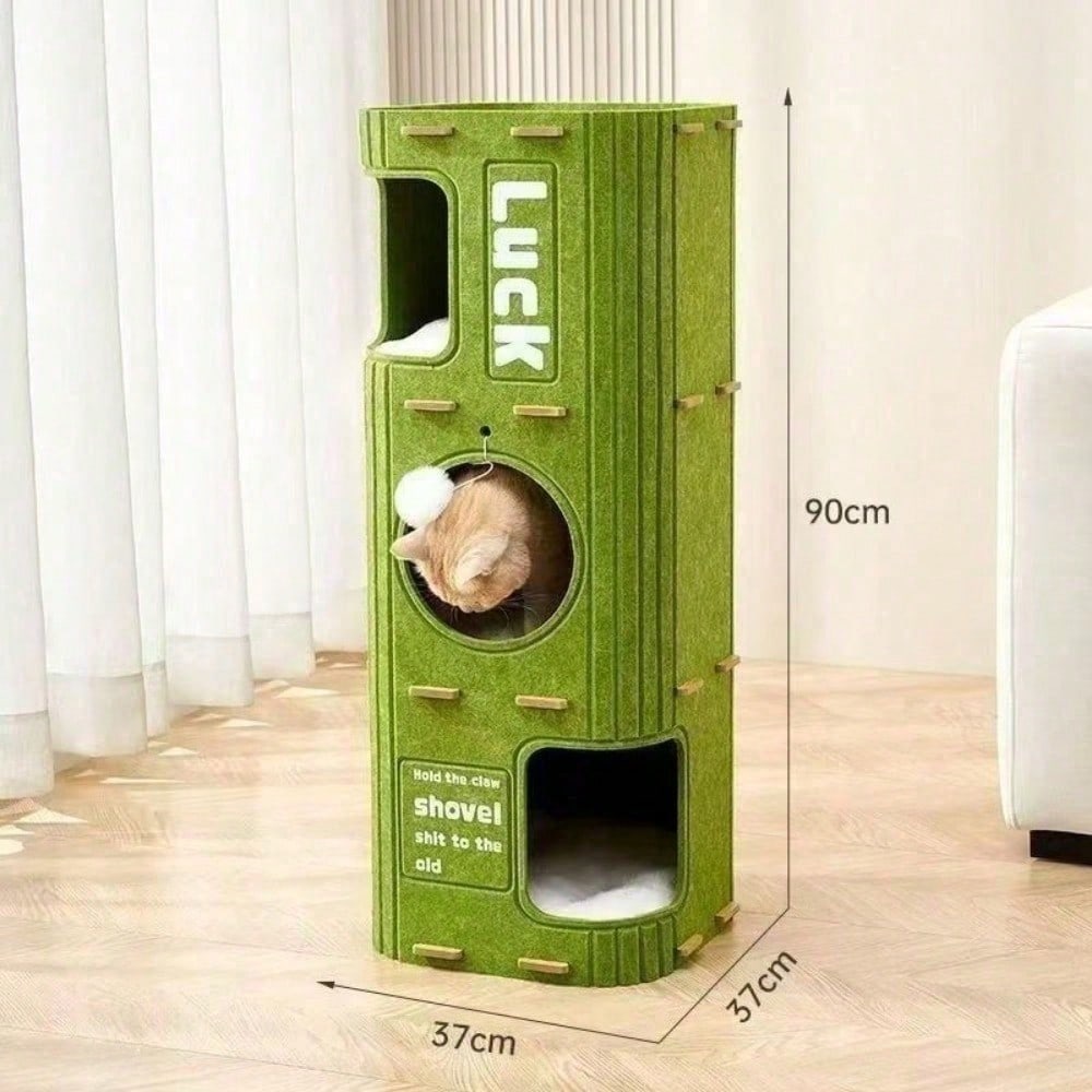 Multi Level Felt Cat Tree House, Vertical Cat Scratcher Tower With Multiple Hideaway Nests, Interactive Hanging Ball Toy, Space Saving Cat Condo For Indoor Cats, 2 Sizes Available — image 2