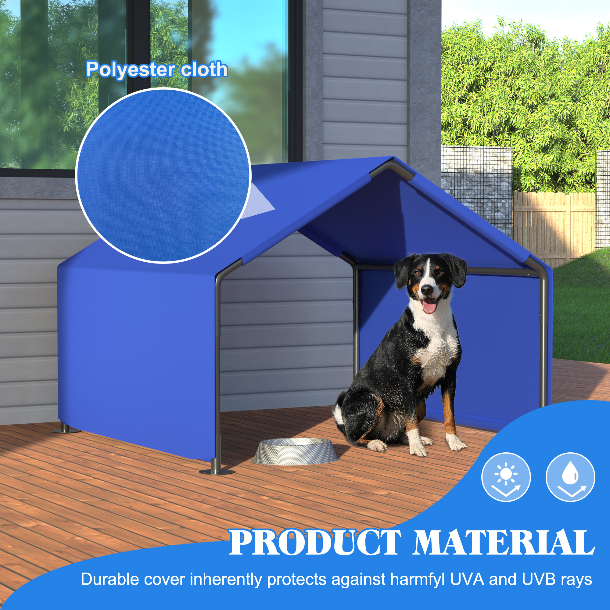 Refugio de Sol para Perros al Aire Libre, Carpa para Perros Pequeños y Medianos, Protección contra el Sol para Mascotas, Azul — imagen 5