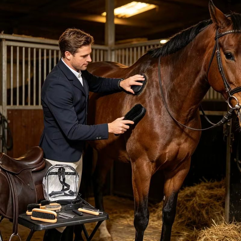 Brush and Comb Horse Grooming Set for Horses, Coat Care Tools for Dust Lifting, Barn Cleanup and Routine Grooming Work Across — image 3