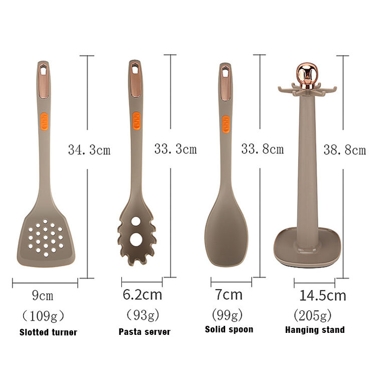 7-Piece Silicone Pack Nylon Cookware Set Spatula Soup Spoon Fishing Fence Powder Grasp Leaky Spoon Dense More Cooking Tools — image 4