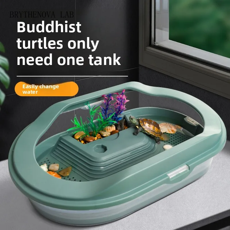 Tanque para Tortugas Hogar Ecológico Acuario Bajo Nivel Pacífico Mantenedor de Tierras con Paisaje Villa Casa