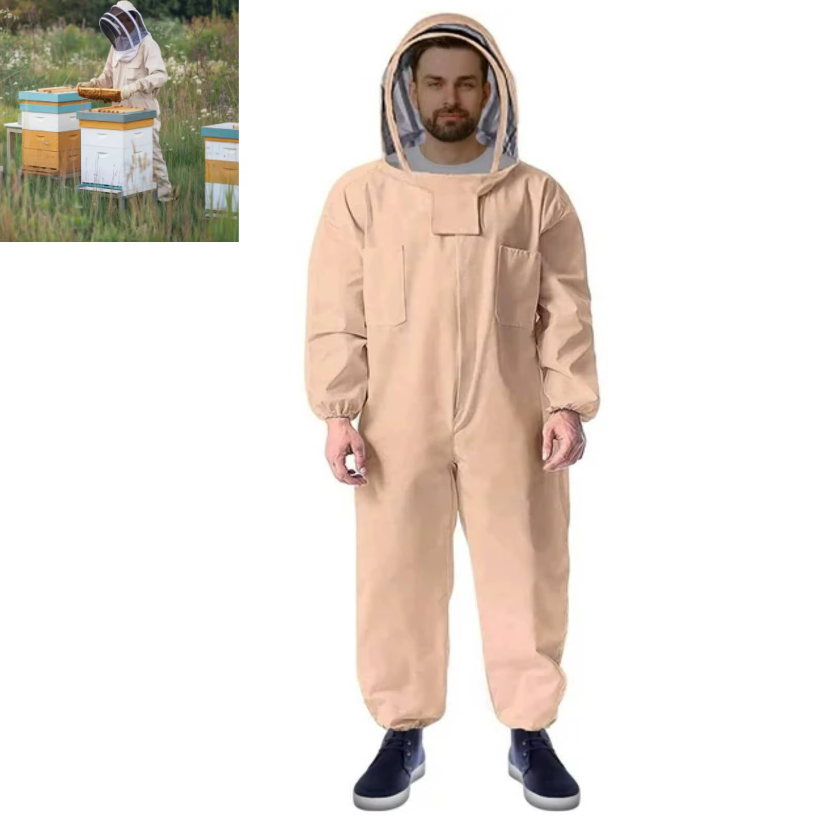 Ropa de Apicultor, Color Café, Overol con Sombrero de Repuesto, Traje de Cuerpo Completo, Ropa para Abejas, Producto para Apicultura — imagen 2