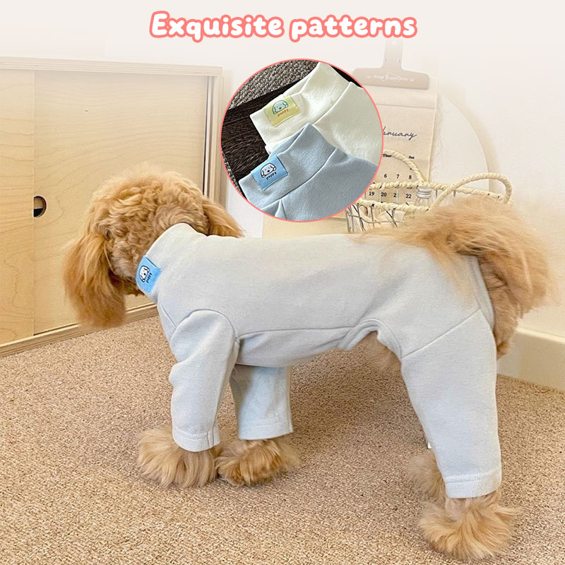 Elastic Pet Onesie, Four-Legged Pajamas for Small to Medium Dogs, Cream Color, Cozy Home Base Shirt, Warm Winter Dog Clothes — image 9