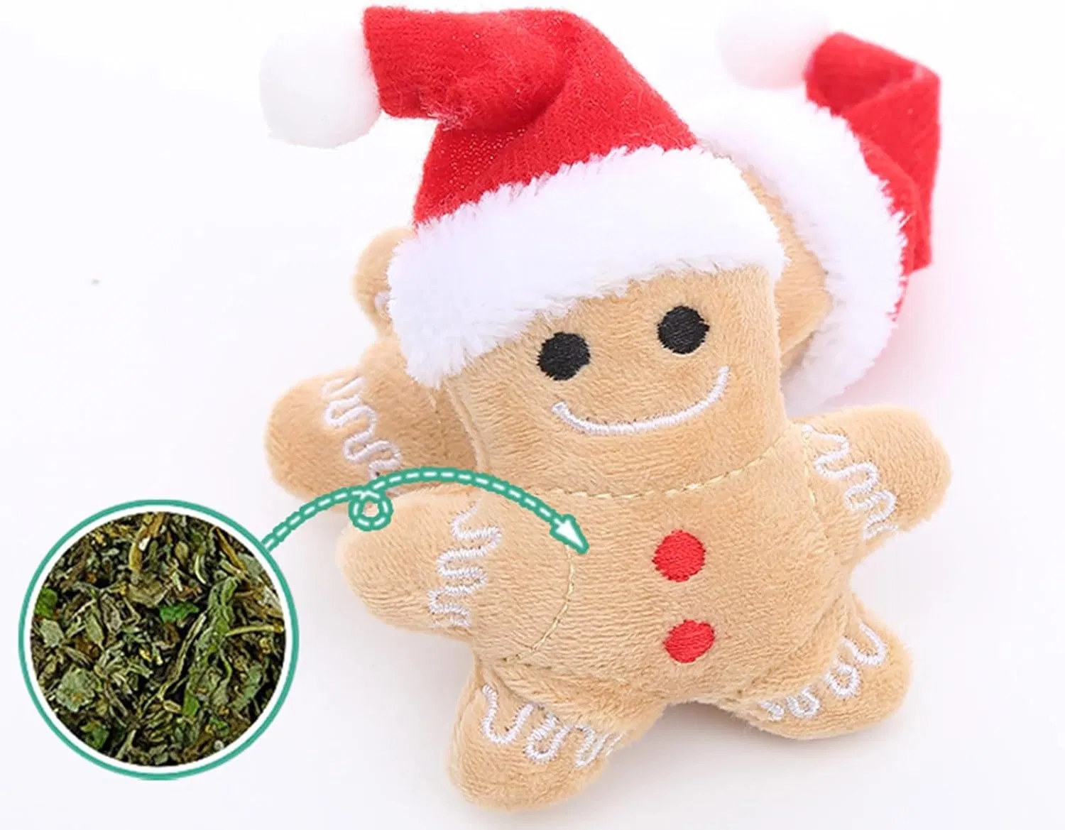 4 Packs Catnip Toys Interactive Toy Costume Plush Christmas Gingerbread Man Cat Toys — image 6