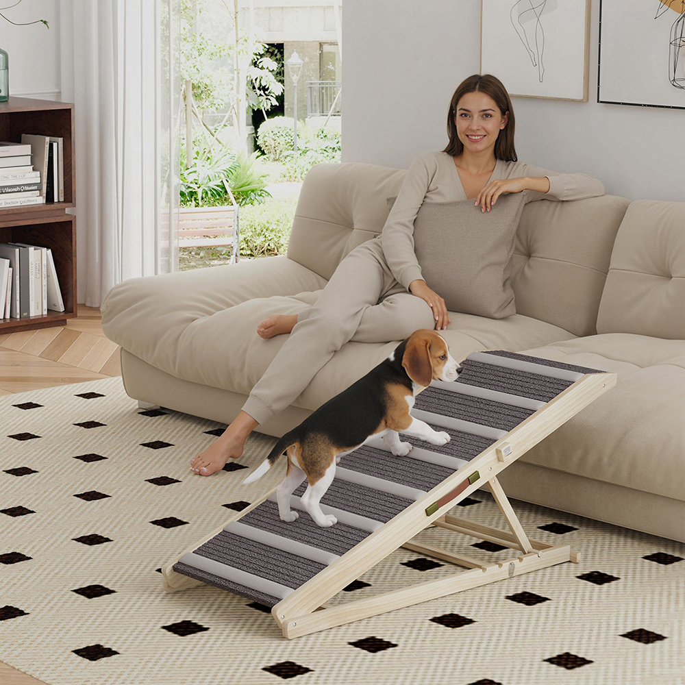 Dog Ramp For Couch, 4 Adjustable High-traction Carpet And Crossbars Foldable Pet Ramp For Small To Large Dog — image 5