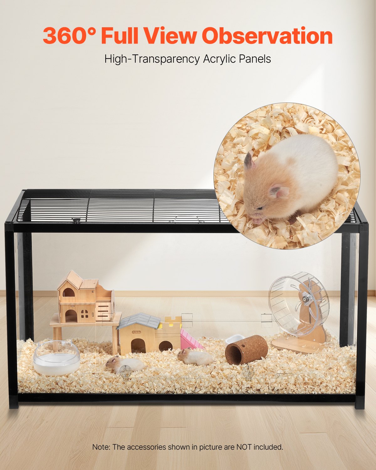 Hamster Cage Habitat 37.8in Clear Pet Rodent Gerbil Mice Small Animal House — imagen 3