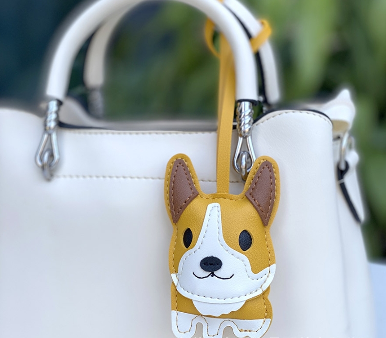 Corgi Dog Keychain Leather Bull Terrier Car Keychain Cute Corgi Leather Pendant — image 7