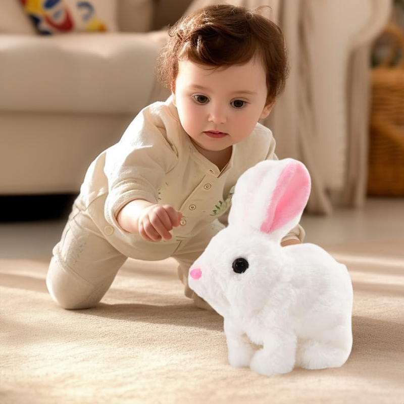 Upgraded Interactive Bunny Toy. Hops, walks, talks, shakes ears. Plush Gift for Kids (Grey) — image 6