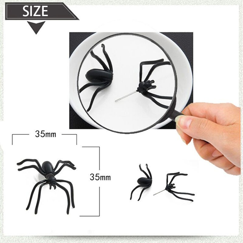 Halloween Decoration 1Piece 3D Creepy Black Spider Ear Stud Earrings for Haloween Party DIY Decoration Home Decor — image 2