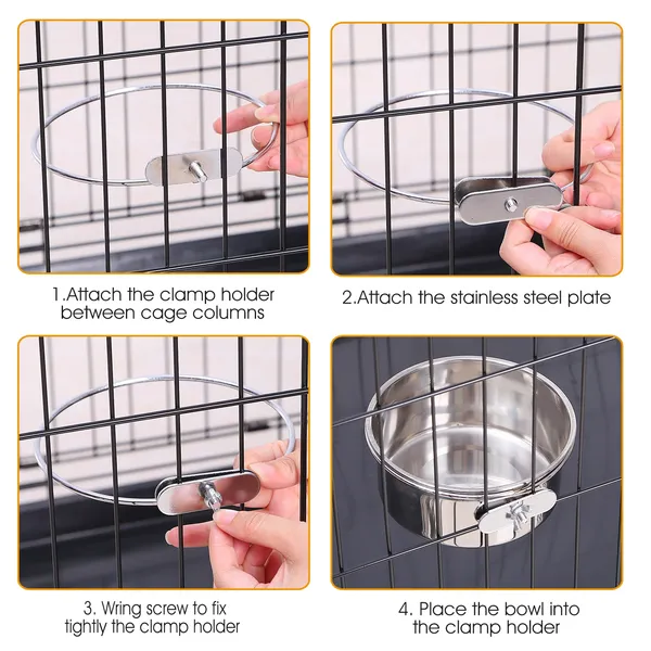 Detachable Pet Cage Food Water Bowl With Clamp Holder — image 5