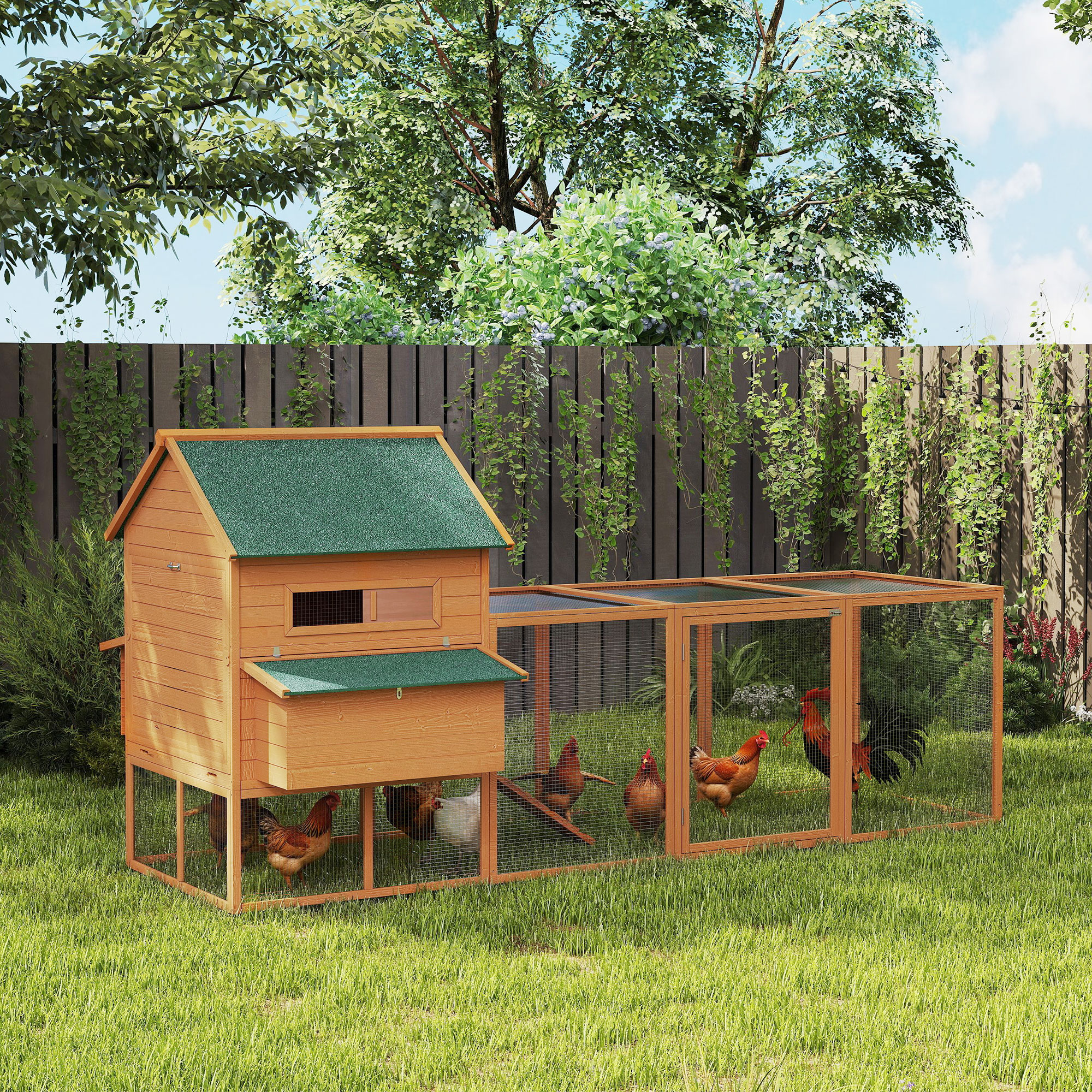 137 Chicken Coop For 8-10 Chickens, Wood Chicken House, Lockable Chicken Coop Kit With Nesting Box & Run, For Backyard, Orange — image 1