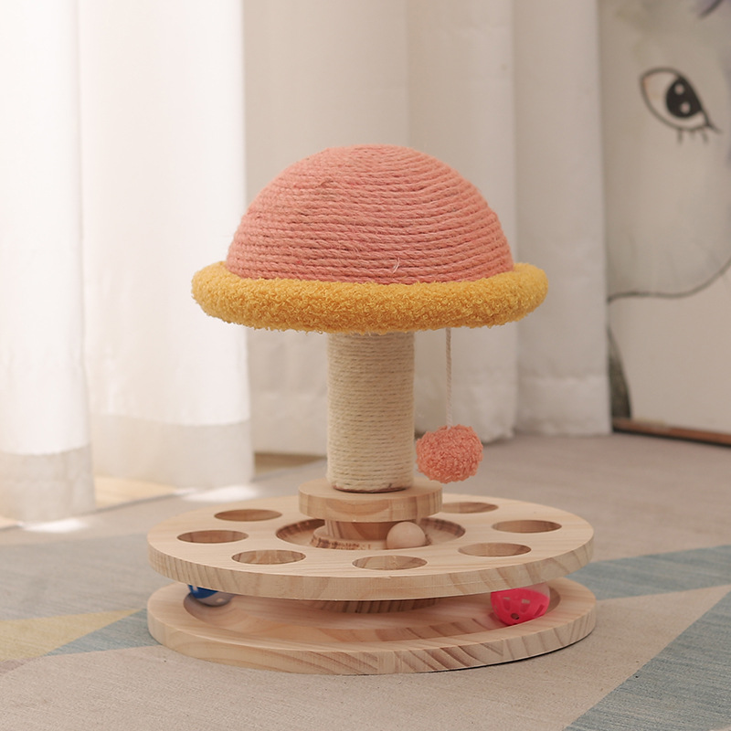 Juguetes de Rueda de Madera Maciza para Gatos con Sisal y Púas de Rasguñar — imagen 2