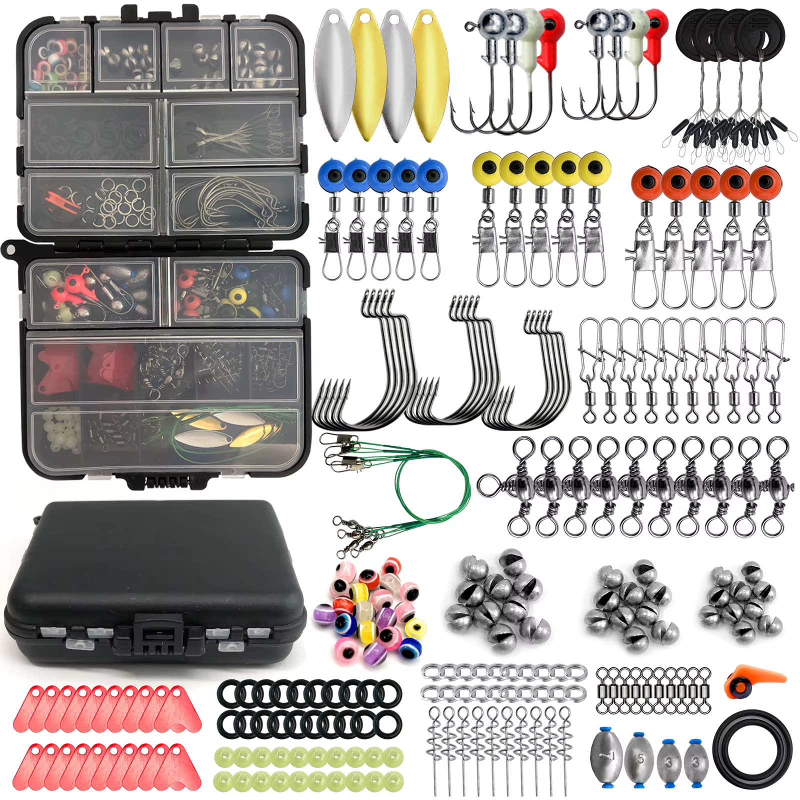 170-410pcs Professional Fishing Kit with Tackle Box, Hooks Sinkers Swivels for Bass Trout Saltwater Fishing Complete Lure Set — image 2