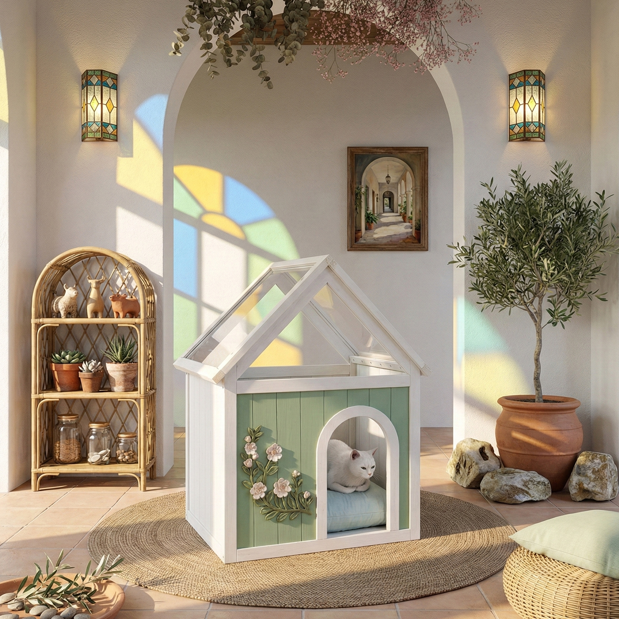 SAGE FSC-Certified Cedar Indoor Cat House with Clear Acrylic Roof – Wooden Pet House for Small Cats & Dogs — image 13