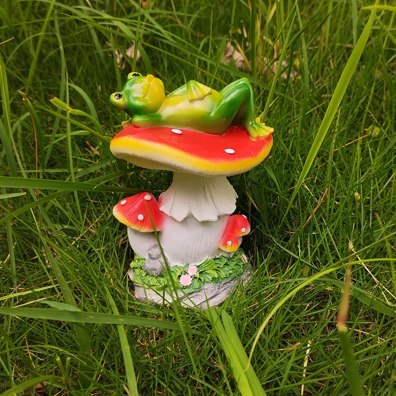 Frog and Mushroom Courtyard Balcony Bonsai Decoration — imagen 4