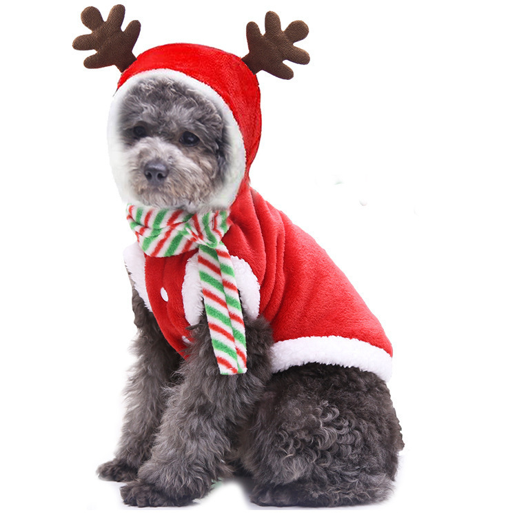 Pet Christmas clothing flannel autumn and winter warm pet dog cat clothing reindeer clothing Christmas — image 1