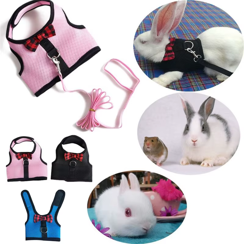 Rabbits Hamster Vest Harness With Leas Bunny Mesh Chest Strap Harnesses Ferret Guinea Pig Small Animals Pet Accessories S/M/L 4 — image 2