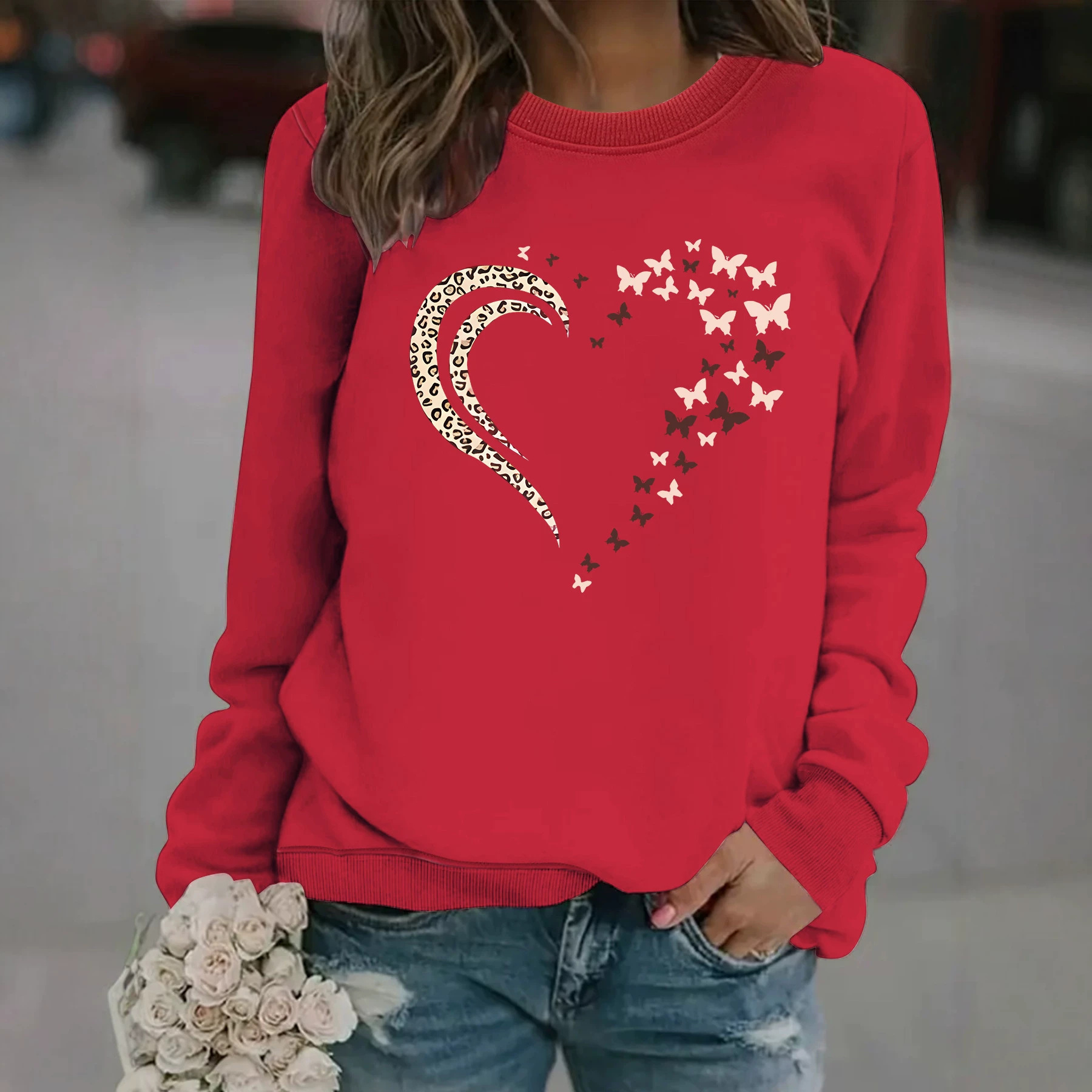 Butterfly print hoodie round neck hoodie — image 6