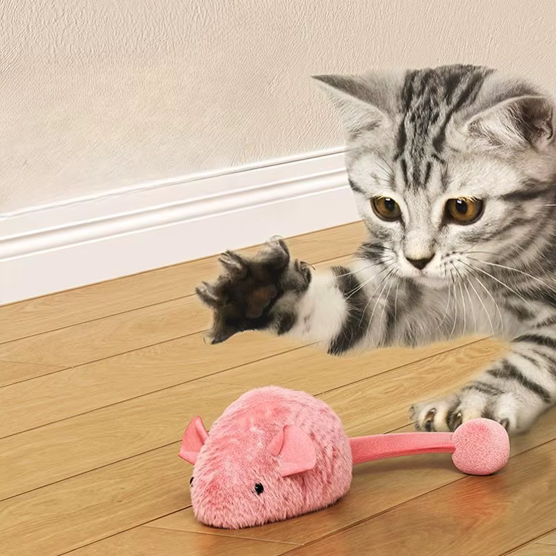 Plush Interactive Chew Cat Toy Indoor Plush Mice Luminous Toy Auto Moving Mice With Squeaky Sound Kitten Chase Toy Pet Supplies — image 5
