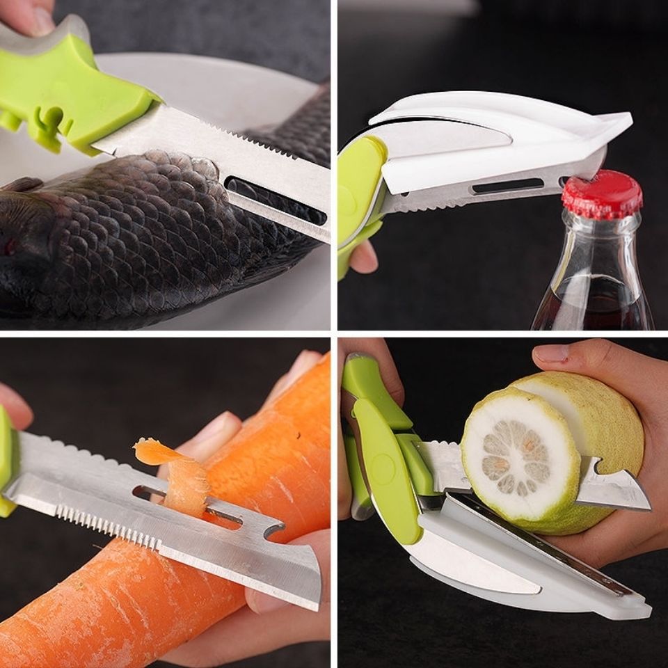 Stainless Steel Smart Scissors Six-In-One Multi-Functional Kitchen Fruit And Vegetable Scissors Chicken Bone Scissors Camping Picnic Vegetable Cutting Scissors — image 2