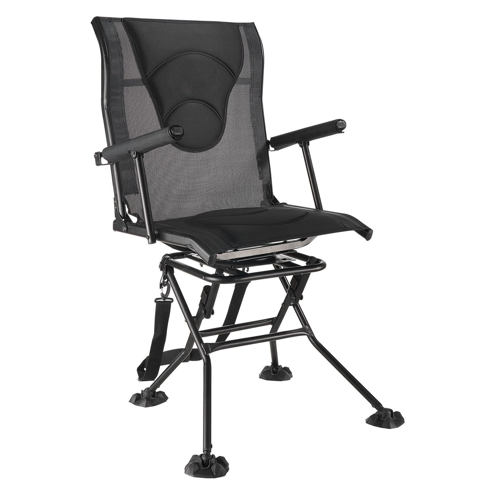 Hunting Chair, 360° Silent Swivel, Foldable Portable Blind Chair, Heavy-Duty Steel Frame Ground Stool Seat, With Armrests, Adjustable Carry Strap, Anti-Sink Feet, 300 Lbs Capacity For Fishing — imagen 1