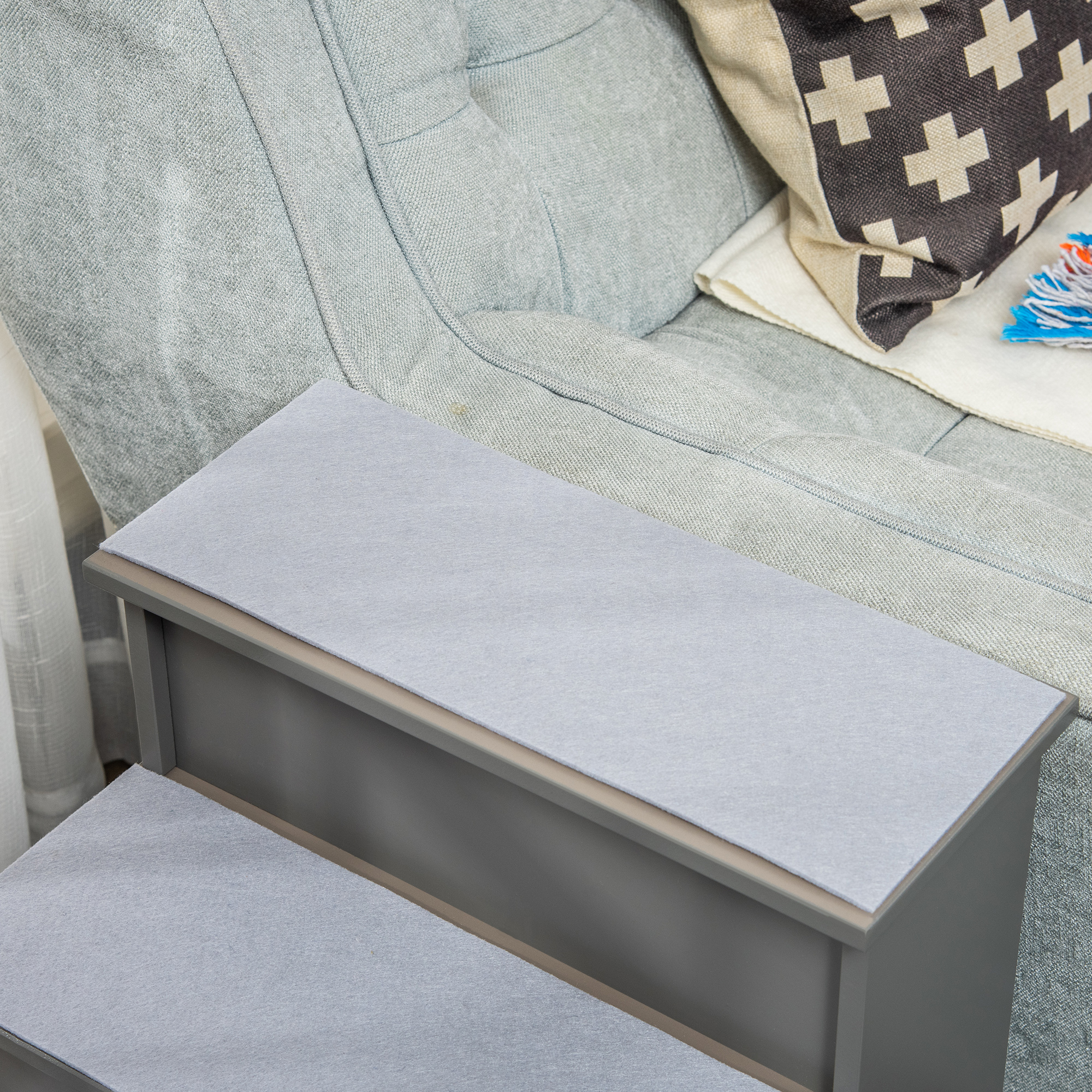 Peldaños para Mascotas, Escaleras para Perros Pequeños con Cubierta de Algodón Removible para Sofá y Cama, 15.75" x 23.25" x 21.25", Gris — imagen 8
